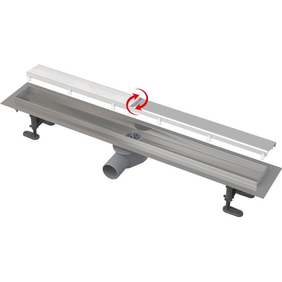 Трап Alcadrain 85 см APZ13-DOUBLE9-850, нержавеющая сталь (AG071401850) (под плитку), Цвет производителя: хром, Размер трапа: 850 - фото 