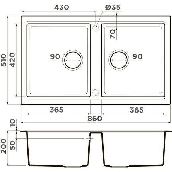 Кухонная мойка Omoikiri Tedori 86-2 BL 4993924, чёрный, Цвет производителя: чёрный - фото 2
