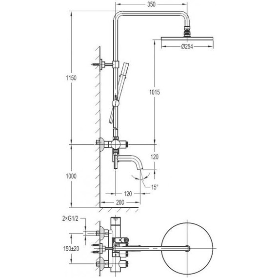 Душевая стойка Cezares ECO-CVD-BORO, брашированное золото, Цвет производителя: золото - фото 5