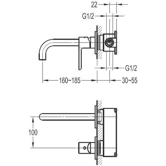 Смеситель для раковины настенный Cezares ECO-DI-BORO, брашированное золото, Цвет производителя: золото - фото 4