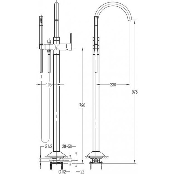 Смеситель для ванны Cezares ECO-VDP-01, Цвет производителя: хром - фото 4