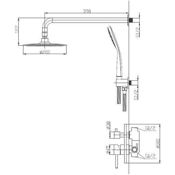 Душевая система для душа BelBagno ETNA-SET-DDS-IN, сатин - фото 2