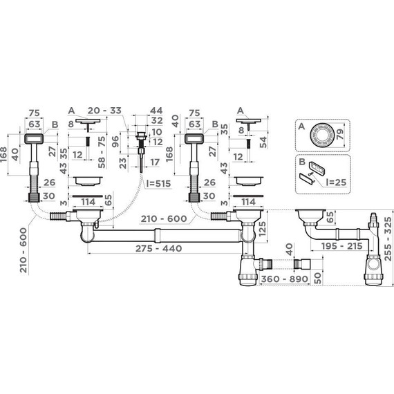 Арматура для кухонной мойки Omoikiri WK-2-A GM 4956496, вороненая сталь - фото 2