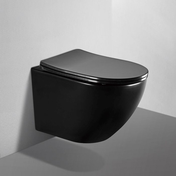 Унитаз подвесной безободковый Abber Bequem AC1100MB с крышкой микролифт, черный матовый, Цвет производителя: чёрный матовый - фото 3