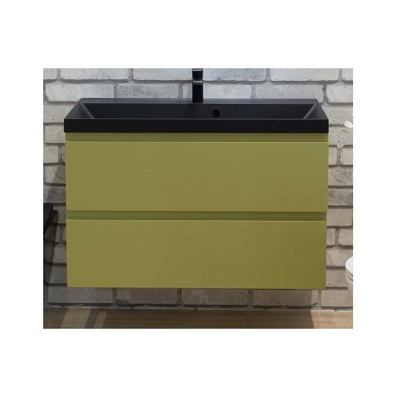 Тумба подвесная с раковиной Art&Max AM-Bianchi-900-2C-SO-OM 90 см, оливковый матовый, Цвет фасада: оливковый матовый - фото 