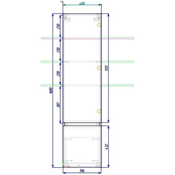 Пенал подвесной Art&Max AM-Techno-1600-AC-SO-LS935-L 40 см, бетон лофт натуральный - фото 5
