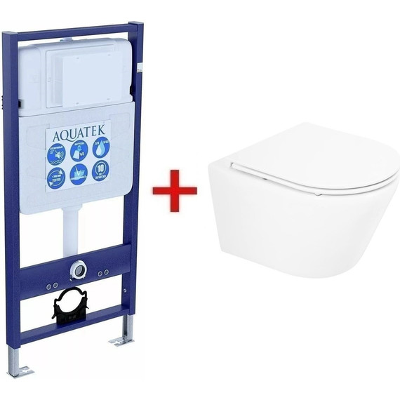 Инсталляция Aquatek Standart 50 INS-0000012 с подвесным безободковым унитазом BelBagno Tre BB8001CHR/SC - фото 
