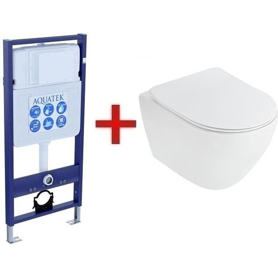 Инсталляция Aquatek Standart 50 INS-0000012 с подвесным унитазом Cezares Stylus CZR-513-TH-R - фото 