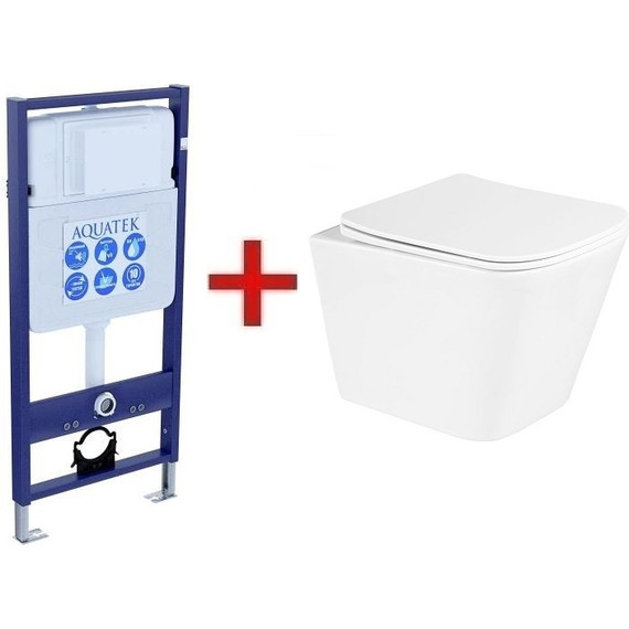 Инсталляция Aquatek Standart 50 INS-0000012 с подвесным унитазом BelBagno Due BB3103CHR/SC - фото 