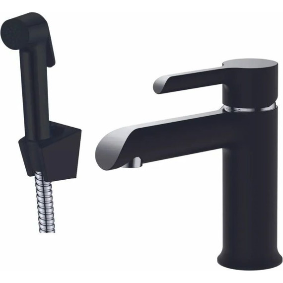 Смеситель для раковины с лейкой для биде Haiba HB12805-7, черный/хром - фото 