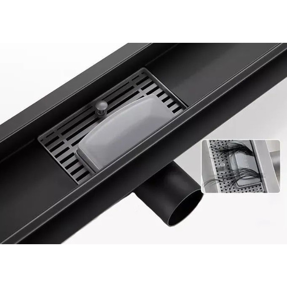 Трап Haiba 50 см HB93500-7, нержавеющая сталь, чёрный матовый - фото 3