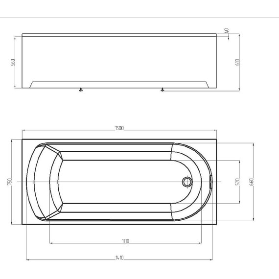 Ванна акриловая Azario Adelina 150x75 см AV.0010150, Размер - мм: 1500х750 - фото 9