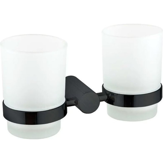 Двойной стакан для зубных щеток Haiba HB8408-7, цвет чёрный матовый - фото 