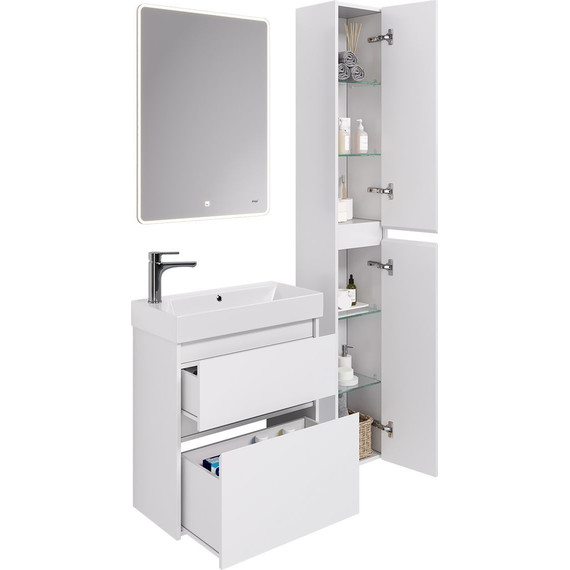 Тумба универсальная с раковиной Dreja Slim 65 см 99.0401, белый глянцевый - фото 12