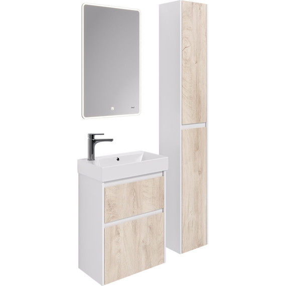 Тумба универсальная с раковиной Dreja Slim 55 см 99.0500, дуб кантри/белый глянцевый - фото 11