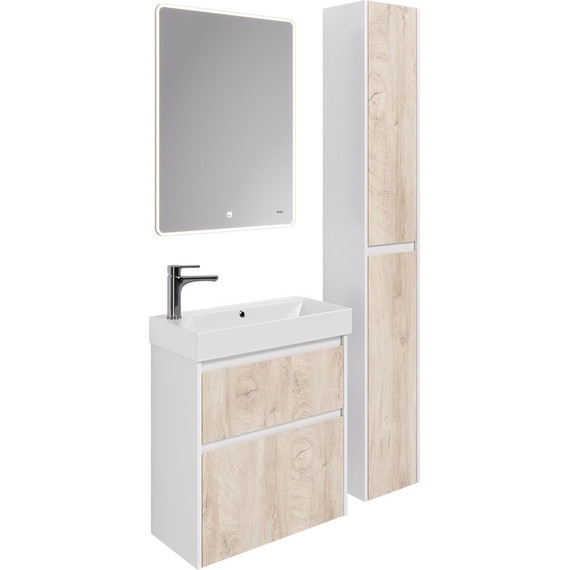 Тумба универсальная с раковиной Dreja Slim 65 см 99.0501, дуб кантри/белый глянцевый - фото 11