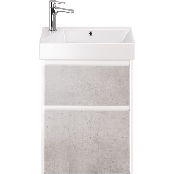 Тумба универсальная с раковиной Dreja Slim 55 см 99.0502, бетон/белый глянцевый - фото 