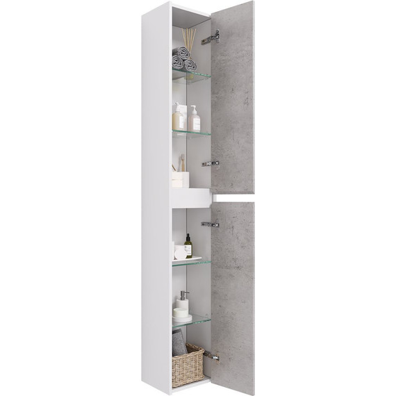 Пенал универсальный Dreja Slim 30 см 99.0505, бетон/белый глянцевый - фото 8