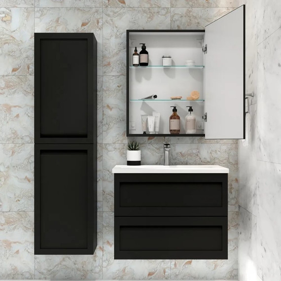 Зеркало-шкаф Art&Max Techno Led 60 см AM-Tec-600-800-1D-DS-F-Nero, черный матовый - фото 6