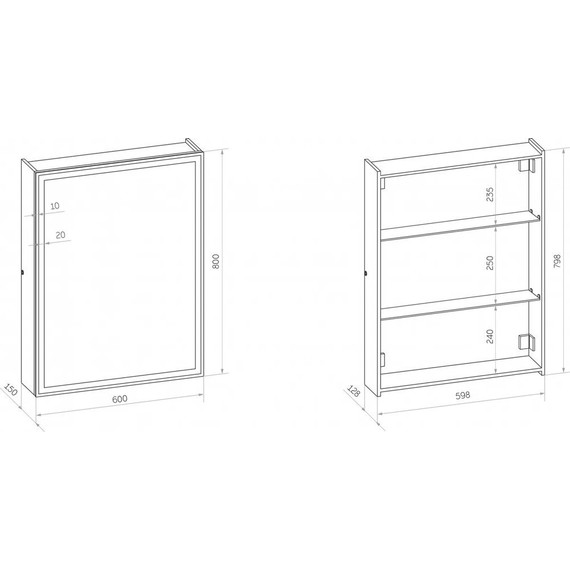 Зеркало-шкаф Art&Max Techno Led 60 см AM-Tec-600-800-1D-DS-F-Nero, черный матовый - фото 12