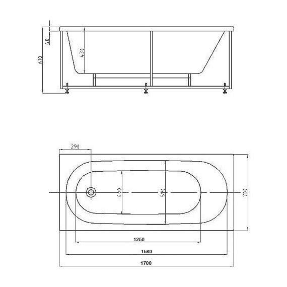 Ванна акриловая Azario Felisa 170x70 см AV.0040170, Размер - мм: 1700х700 - фото 8