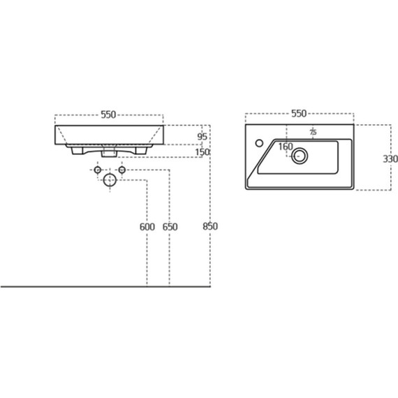 Тумба универсальная с раковиной Dreja Slim 55 см 99.0502, бетон/белый глянцевый - фото 15