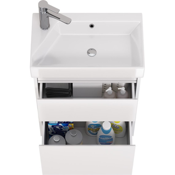Тумба универсальная с раковиной Dreja Slim 55 см 99.0400, белый глянцевый - фото 9