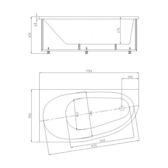 Ванна акриловая Azario Kapris 170x90 см V.0061170 R, Размер - мм: 1700х900 - фото 8