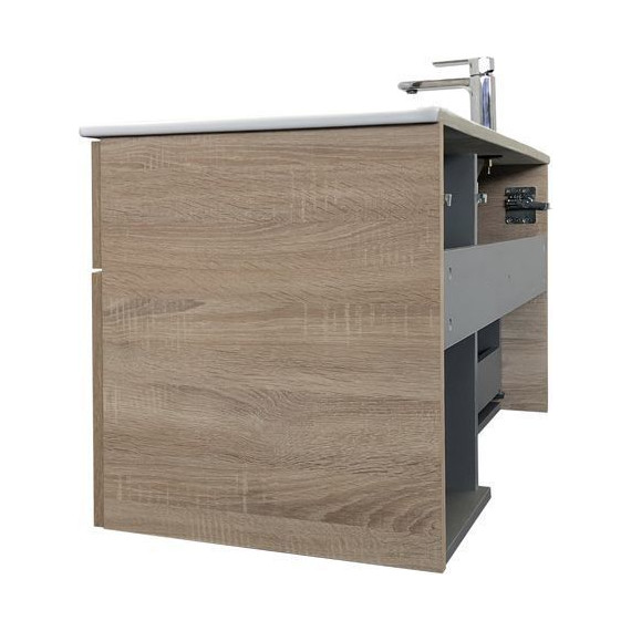 Тумба подвесная с раковиной Comforty Варна 90 см, дуб сонома - фото 6