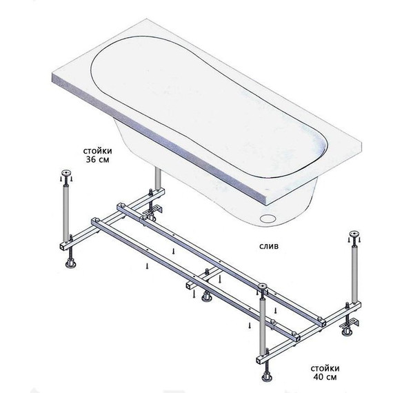 Опора для ванны универсальная усиленная Ravak Domino Plus 150/160/170 см - фото 