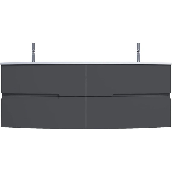 Тумба подвесная с раковиной Jacob Delafon Nona 140 см EB1891RU-442, серый антрацит (стеклянная раковина EB1887RU-DE4, серый матовый) - фото 