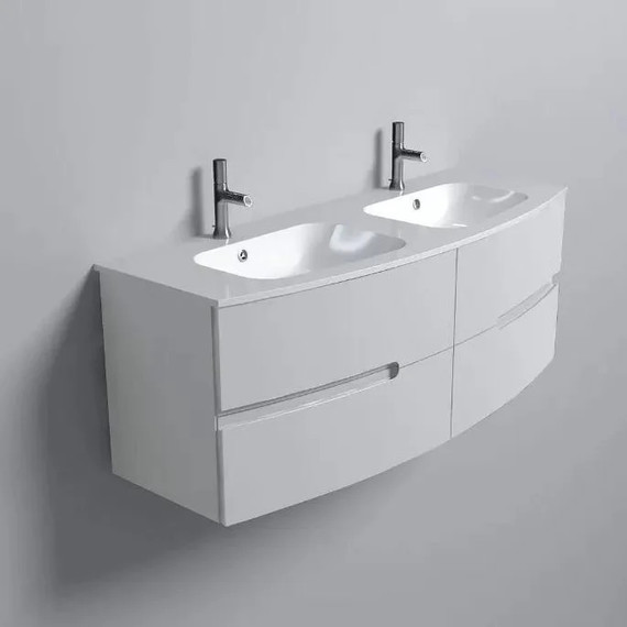 Тумба подвесная с раковиной Jacob Delafon Nona 140 см EB1891RU-G1C, белый глянцевый (стеклянная раковина EB1887RU-DE1) - фото 2