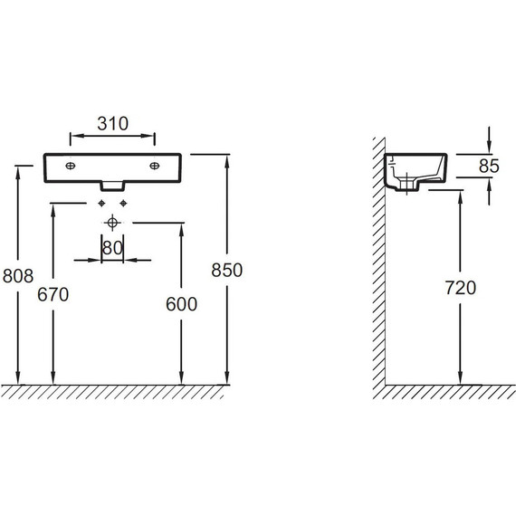 Раковина подвесная Jacob Delafon Odeon Rive Gauche 50 см R EGO112-56-00 - фото 4