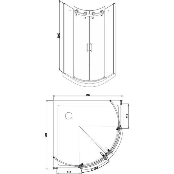 Душевое ограждение Azario Ottawa AZ-NKE2142 90х90 см (стекло 8 мм) алюминий/прозрачное - фото 4