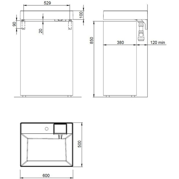 Раковина над стиральной машиной Azario Sharp 50 60 см CS00078298 - фото 4