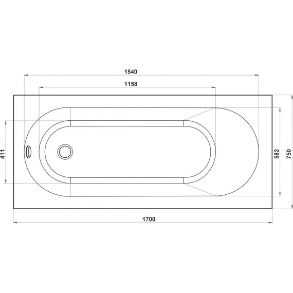 Ванна каменная Bas Марбея 170х75 см (на каркасе) - фото 4