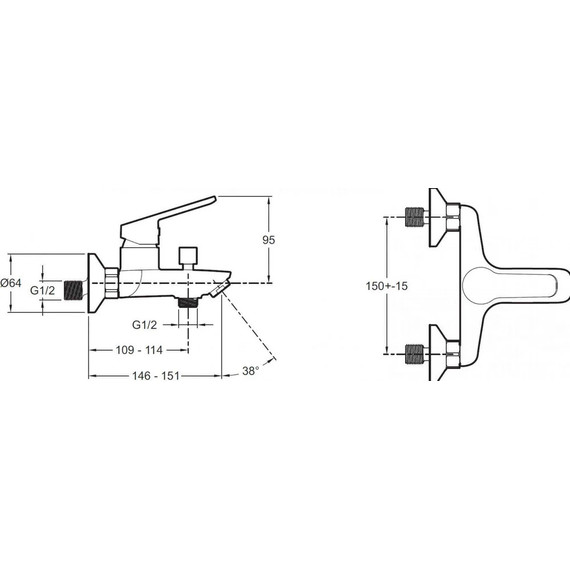 Смеситель для ванны Jacob Delafon Aime E29871-BL, черный матовый - фото 3