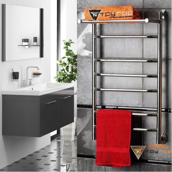 Полотенцесушитель водяной Тругор Браво НК3 с полкой П7 500x800 мм 00-00021835 - фото 3