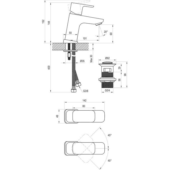 Смеситель для раковины Ravak 10° Free black -TD F 011.20 X070147, чёрный матовый - фото 5