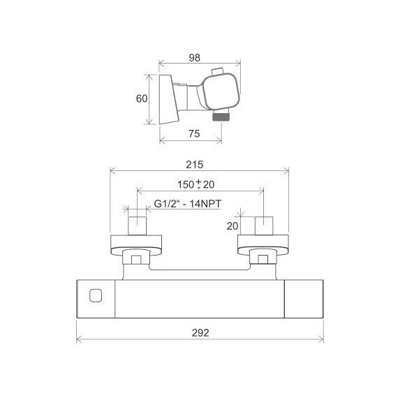 Смеситель для душа с термостатом Ravak 10° X070154, чёрный - фото 3