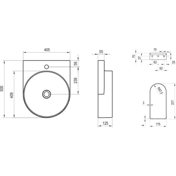 Раковина подвесная Ravak Yard 40 см XJX01240002 - фото 10