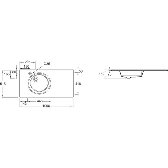 Тумба подвесная с раковиной Jacob Delafon Odeon Rive Gauche 100 см EB2524-R9-E52, дуб табак (раковина EB2564-DE3, цвет матовая бронза) - фото 3