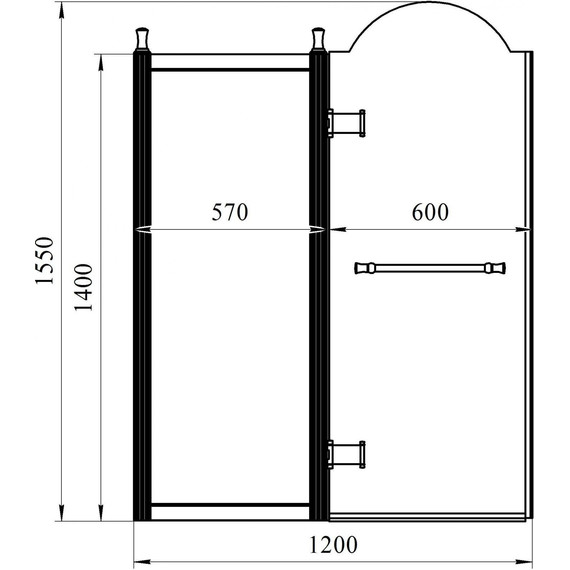 Шторка для ванны Радомир Лоренцо Великолепный 120 см (стекло 8 мм), золото/узор - фото 2