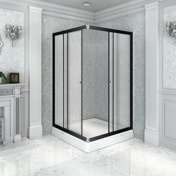 Душевое ограждение Радомир Дрим 110x90 см, черный/прозрачное - фото 