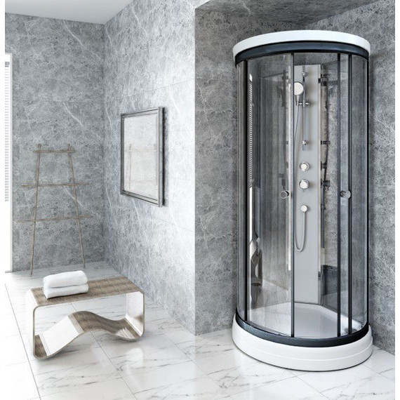 Душевая кабина Радомир Стронг 110x110 см, черный/прозрачное - фото 