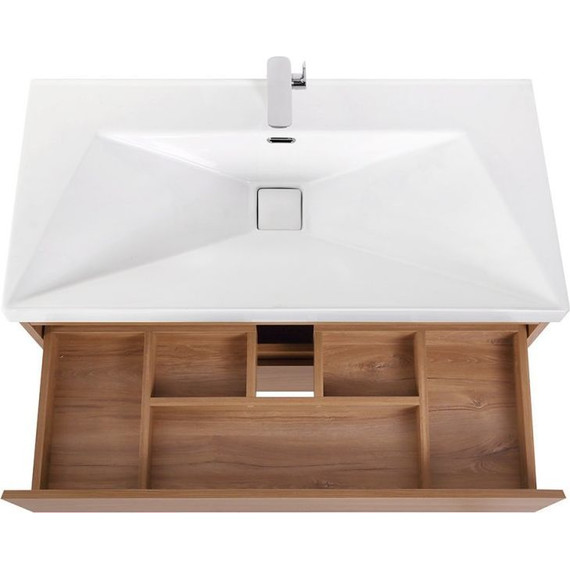 Тумба подвесная с раковиной Cezares MOLVENO-100-2C-SO-NC 100 см, Noce Chiaro - фото 3