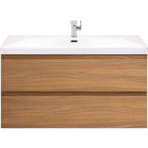 Тумба подвесная с раковиной Cezares MOLVENO-100-2C-SO-NC 100 см, Noce Chiaro - фото 