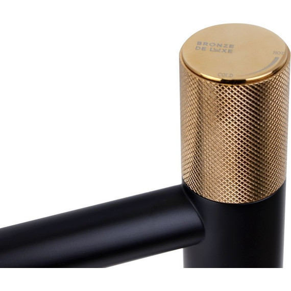 Смеситель для раковины Bronze de Luxe Avantgarde 2010MH, черный матовый/розовое золото - фото 2