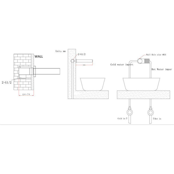 Смеситель для раковины настенный Bronze de Luxe Avantgarde 2021RH, чёрный матовый/красный - фото 9