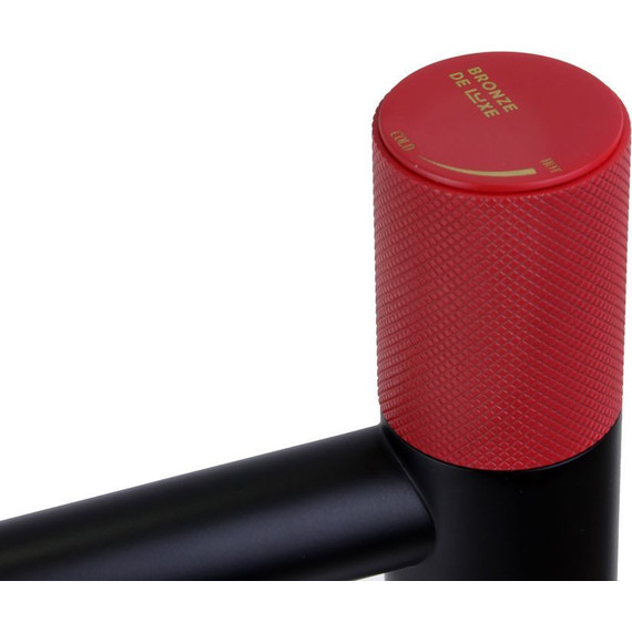 Смеситель для раковины высокий Bronze de Luxe Avantgarde 2030RH, черный матовый/красный - фото 5